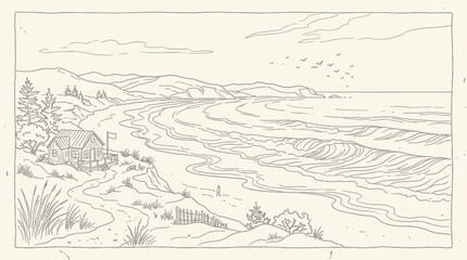 Obraz premium Winding road through rolling hills landscape.