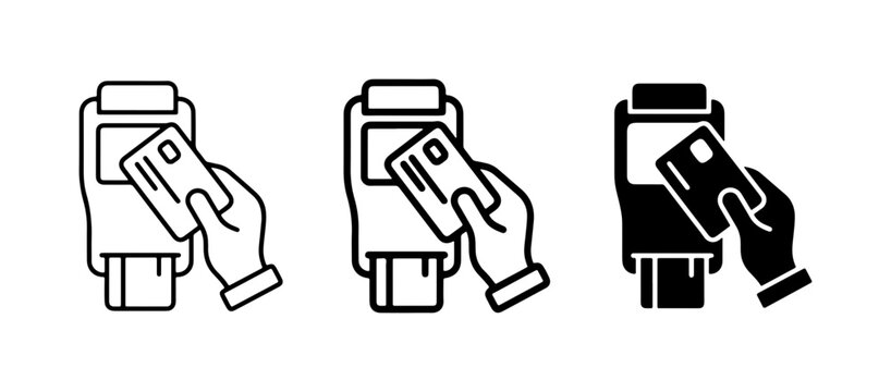 Payment Terminal Icons: Credit Card Transaction, Contactless Payment, and POS Machine Icons