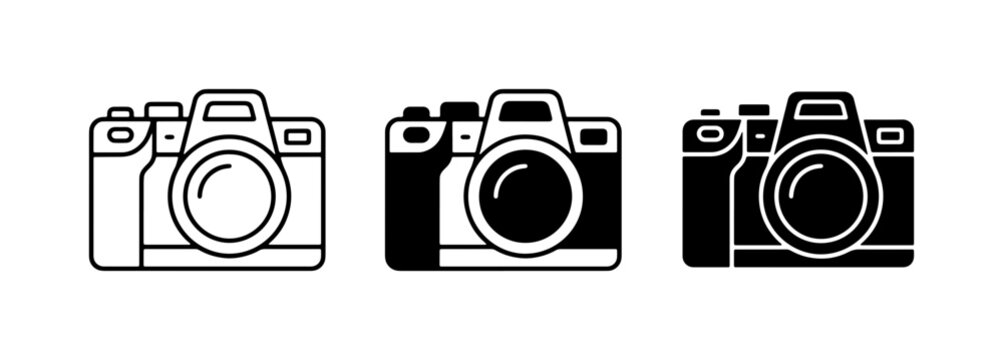 Camera Icons, Photography Equipment Set, Digital Camera Vector Graphics, Professional Camera Symbols
