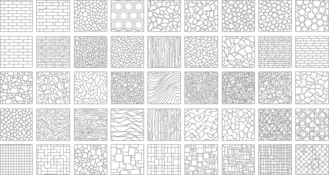 Set of seamless abstract pattern swatches featuring various line and shape textures seamless abstract collection background monochrome geometric decoration backdrop structure creative