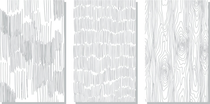 Set of three hand drawn wooden texture patterns in vector with background illustration material wallpaper structure abstract woodgrain collection timberland ornament seamless creative