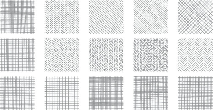 Collection of square abstract grid and hatch patterns with hatching background abstract monochrome illustration creative minimalist repeating wallpaper decorative crosshatching scribble