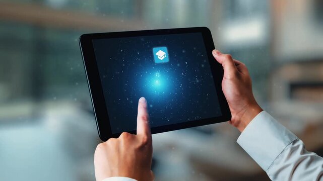 Online education icons show e-learning, online education classes, and digital study. Online education enables global online education access, flexible learning. Gist