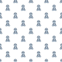 Fototapeta premium Repeating cute gray cartoon sloth sitting in a seamless pattern design