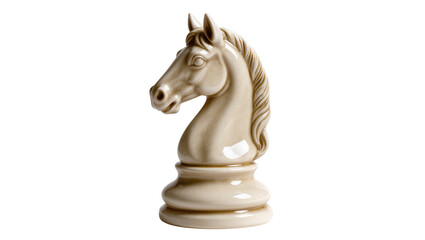 Creamy beige ceramic chess knight piece, isolated on transparent background © AnaMaria