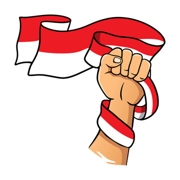 vector illustration of a Indonesia Spirit red and white ribbon