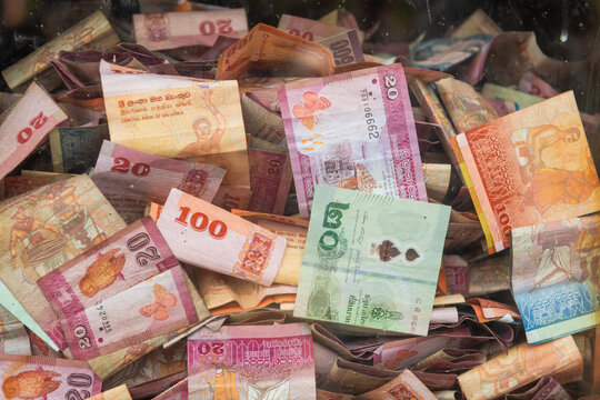 currency mosaic of paper money banknotes offering in temple