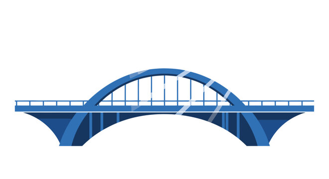 A blue arch bridge illustration with a road surface, spanning across a gap.