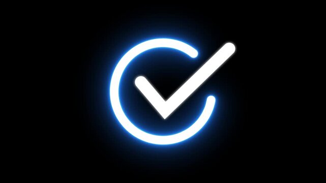 White ok mark symbol animation signs icon, approval icon with circular outline for confirmation, yes motion choice success correct, circle, validation accept, 4k video.