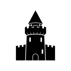 Fototapeta premium Black Castle Tower Icon.