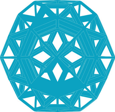Geometric Blue Icosahedron Structure with Intricate Triangular and Diamond Patterns.
