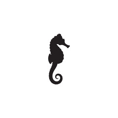 Naklejka premium Black silhouette of a seahorse isolated on a white background vector.