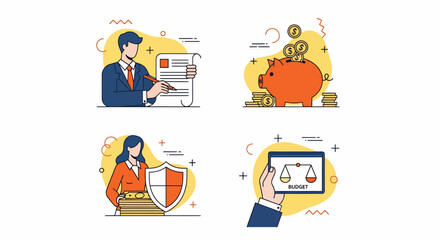 Fototapeta premium Audit safe cash save plan risk firm job data gold coin tax bank pay us