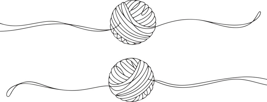 Two balls of yarn with threads on isolated for craft or textile concepts
