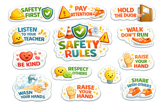 classroom safety stickers, behavior stickers, classroom rules stickers, safety rules for kids, school safety signs, educational stickers, behavior management stickers, classroom decor, teacher resourc