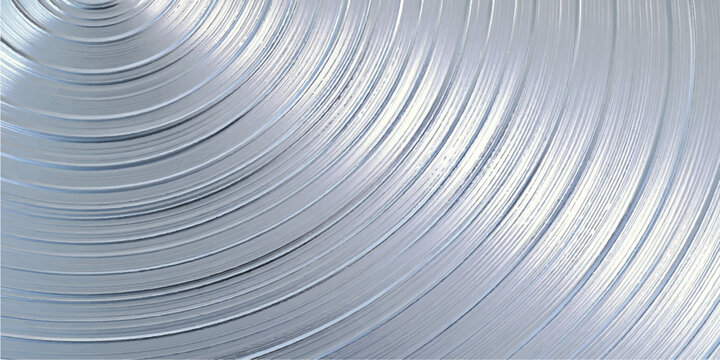 An abstract metal background features a brushed silver steel plate with a spiral design resembling an old vinyl music record texture