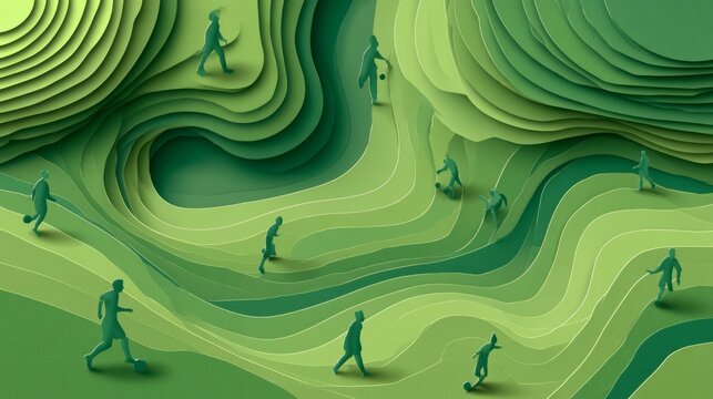 Abstract Paper-cut Style Football Match Scene