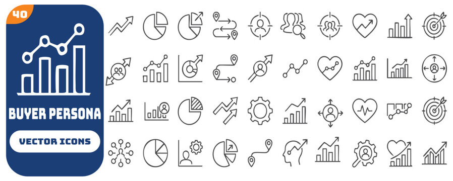 Buyer persona icon set. Editable stroke. Vector illustration.