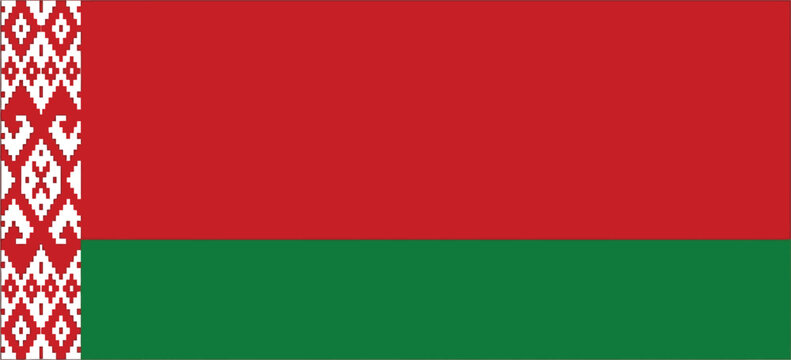 Official national flag of belarus with national ornament patriotic government