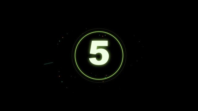 Futuristic Digital Countdown Neon Glowing Numbers Animation
