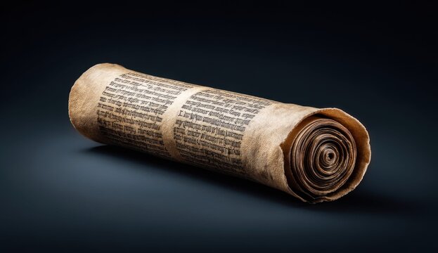 Ancient parchment scroll with Hebrew text, a symbol of history and knowledge