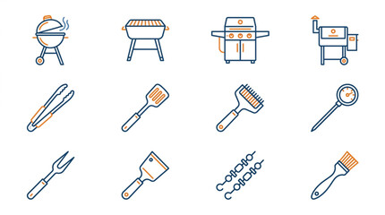 Obraz premium Illustrations of Barbecue and Grilling Tools