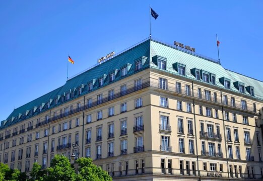 Exterior view of the Hotel Adlon Kempinski, Berlin's most iconic luxury hotel and one of Europe's most celebrated grand hotels. 