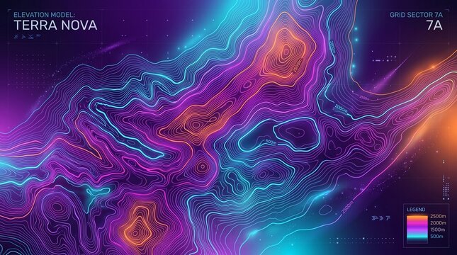 Digital Topographic Contour Background