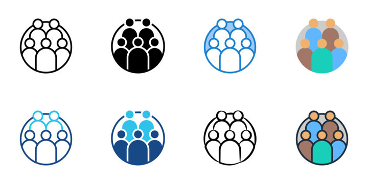 Customers icons set multiple style collection. Editable stroke 
