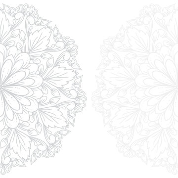 Decorative gray mandala on white background