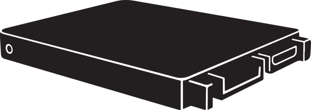External Hard Drive, Black Storage Device, Portable Data Disk, Vector Illustration