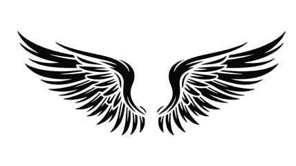 Fototapeta premium A minimalist illustration of large wings spread wide on a clean grid layout