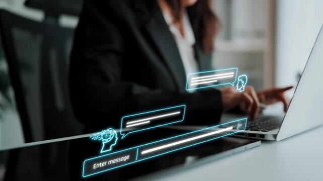 AI chatbot interface facilitates communication, chatbot, and AI interaction for automated user support and information exchange Marrow