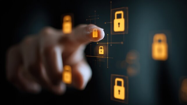 Data security concept with digital locks