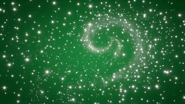 Sparkling Star Particles on Green Background Chroma Key Animation