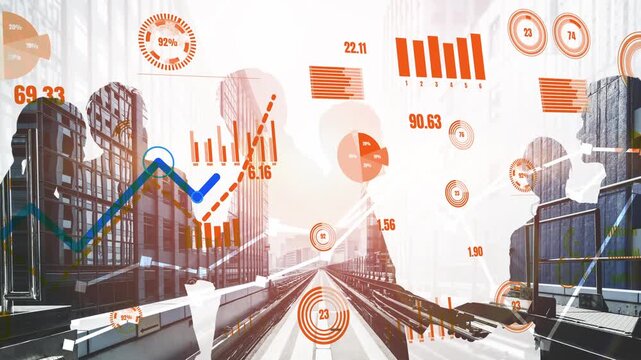 A dynamic representation of business growth with data visualization elements, showcasing urban development and financial analysis. Ideal for corporate themes. Xenic