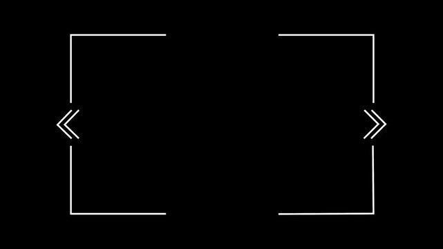 animated glowing line frame with double arrow chevron icons.