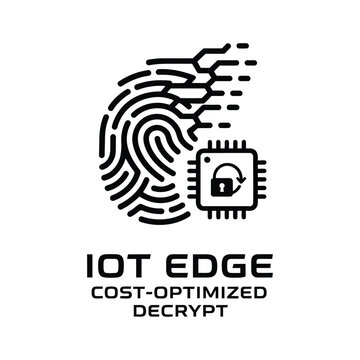 iot edge cost-optimized decryption security fingerprint chip vector illustration