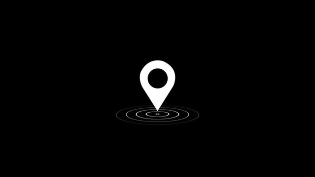 White color location symbol. Pin symbol Indicates the location of the GPS map. Location icon or map pin simple location icon animation on black background 4k video...