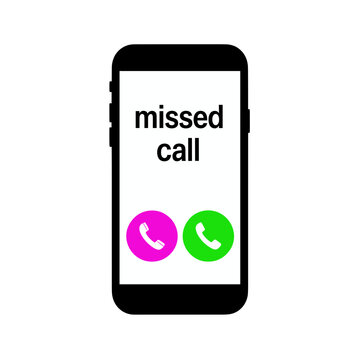 Missed Call Notification on Smartphone Screen, Vector Icon Illustration for App Interface and Digital Communication