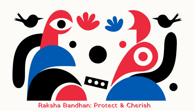 Indian cultural horizontal vector: rakhi amulet, sweets, vermilion for August festival website headers