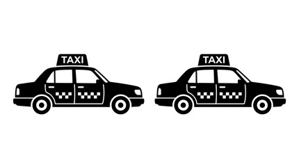 Taxi Silhouette On White Background Two Identical Vehicle Illustrations © Kobita