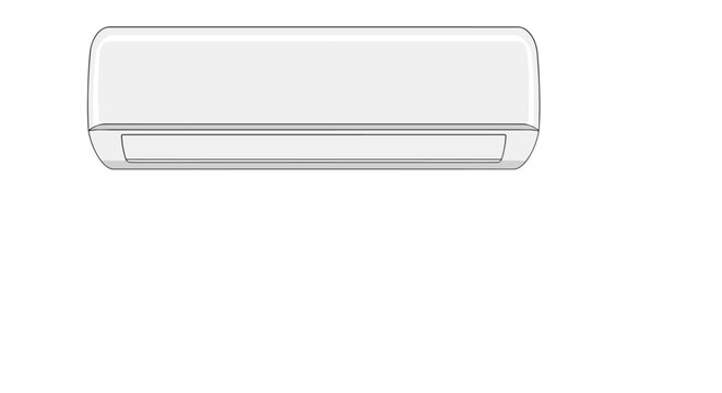 White wall mounted split system air conditioner unit for home or office cooling and heating climate control.