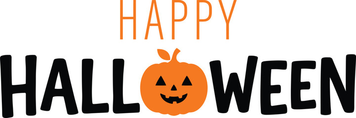 Happy halloween greeting with jackolantern on white background © firoz