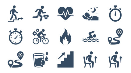 Fototapeta premium Healthy Lifestyle Icons Set: Fitness, Diet, Sleep, Sports, and Activity Collection