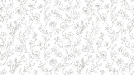 Fototapeta premium Gray floral pattern on white background