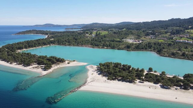 Amazing view of Sithonia coastline near Lagonisi Beach, Chalkidiki, Central Macedonia, Greece