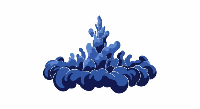 Abstract blue smoke clouds exploding outwards from the center