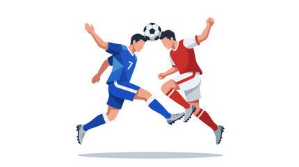 Fototapeta premium A professional vector artwork depicting a referee holding up a card to two soccer players in action on a field during a match.