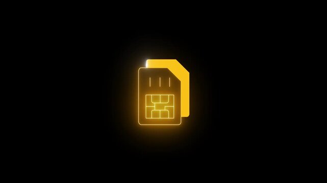 Glowing sim card animation: digital mobile connectivity and telecommunications concept